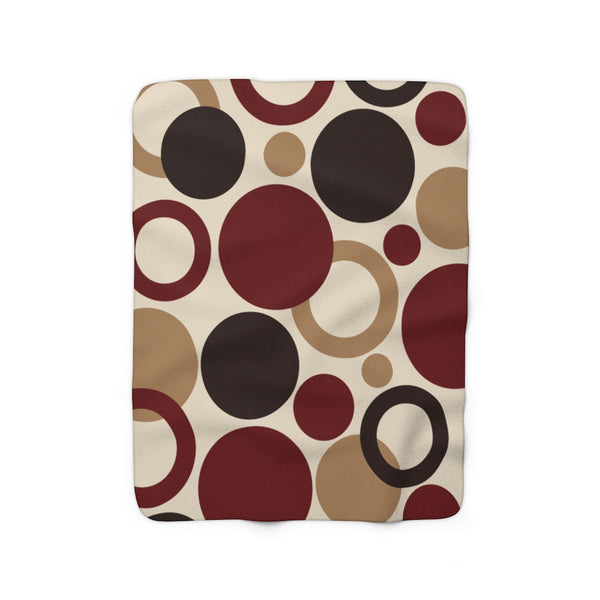 Sherpa Fleece Blanket - Dark Red, Brown and Tan Geometric Dots - SFB29