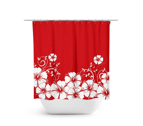 Red and White Hibiscus Vine Shower Curtain - SHOWER105