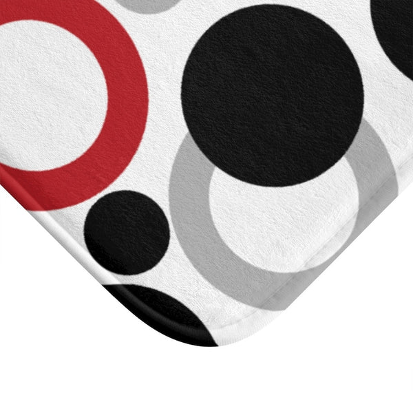 Red Black and Gray Geometric Circles and Dots Memory Foam Mat - MAT9