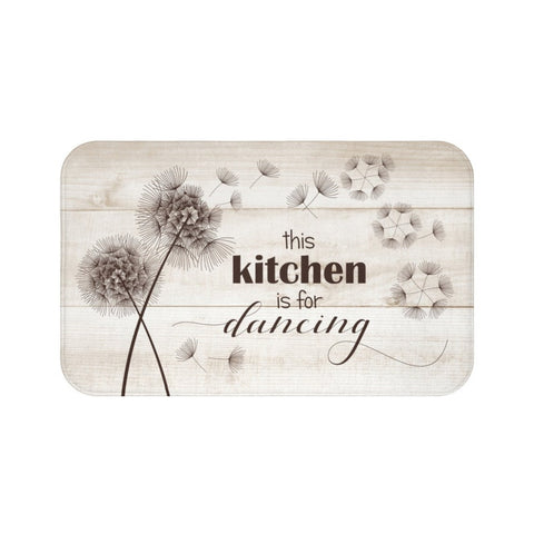 Beige and Brown Dandelion "This Kitchen is for Dancing" Kitchen Mat - MAT25