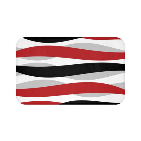 Red Black Gray Abstract Ribbons Memory Foam Mat - MAT114