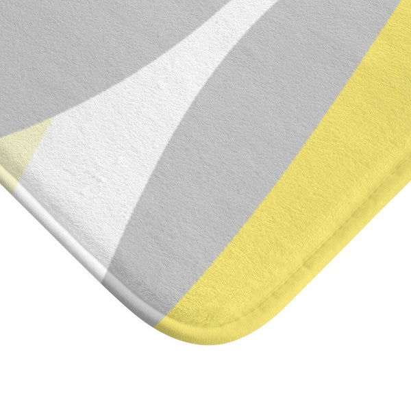 Yellow and Gray Abstract Ribbons Memory Foam Mat - MAT121