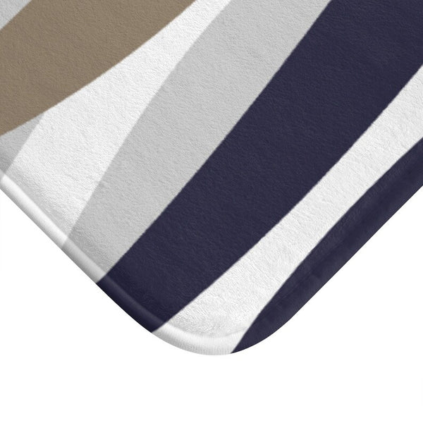 Blue Beige and Gray Abstract Ribbons Memory Foam Mat - MAT126