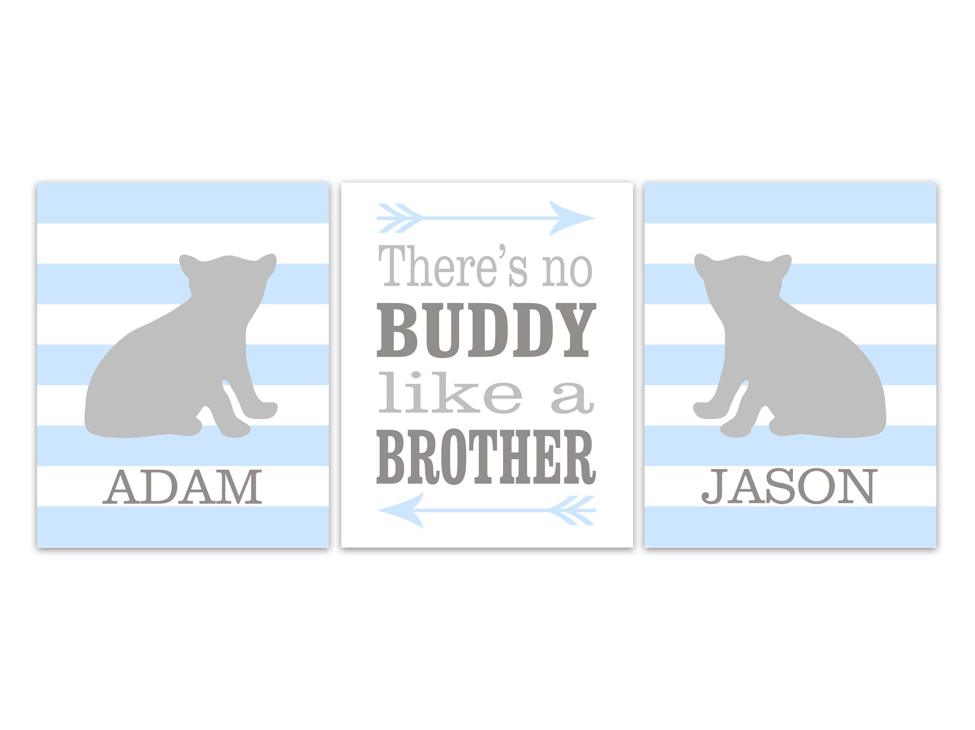 Personalized Bear Brothers Nursery 3pc Wall Art "There's No Buddy Like a Brother" - KIDS307