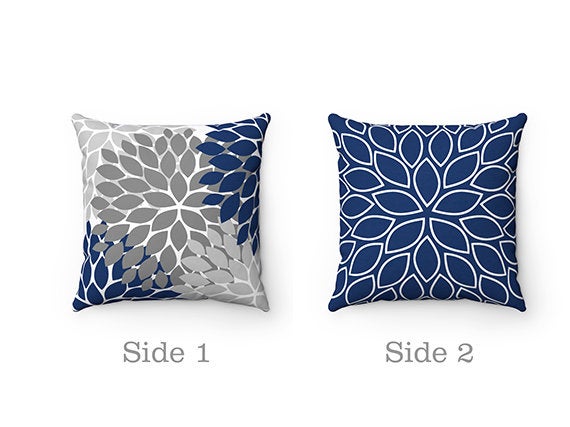 Shades of Gray & Blue Flower Burst Decorative Throw Pillow - PIL19