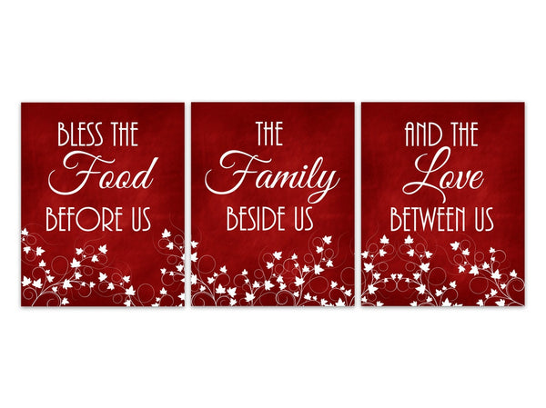 Red Kitchen CANVAS or PRINTS, Bless The Food Signs, Kitchen Quote Art, Ivy Kitchen Decor, Dining Room Pictures, New Home Gift - HOME328