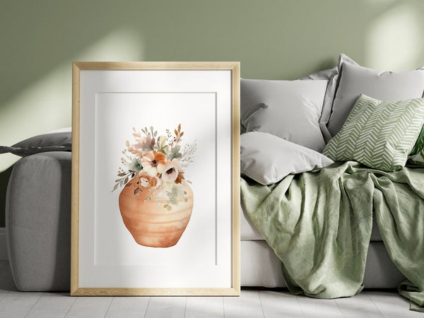 Peach Color Watercolor Floral Wall Art Print Set - HOME1104
