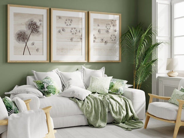Brown Dandelions Rustic Farmhouse Decor Wall Art - HOME521
