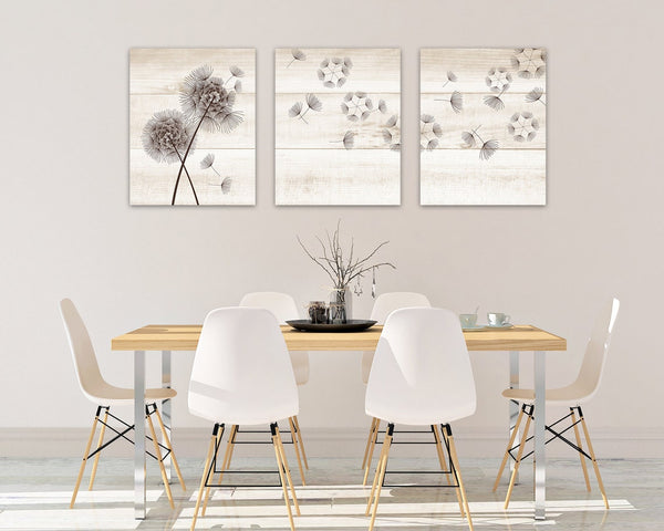 Brown Dandelions Rustic Farmhouse Decor Wall Art - HOME521