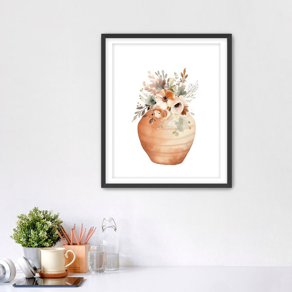 Peach Color Watercolor Floral Wall Art Print Set - HOME1104