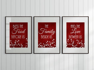 Red Kitchen CANVAS or PRINTS, Bless The Food Signs, Kitchen Quote Art, Ivy Kitchen Decor, Dining Room Pictures, New Home Gift - HOME328