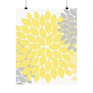 Wall Art 3pc Set | Yellow and Gray Flower Burst Dahlia - HOME37