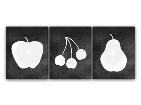 Apple, Pear & Cherries Kitchen Art, Fruits Wall Décor, Dining Room Wall Art - HOME48