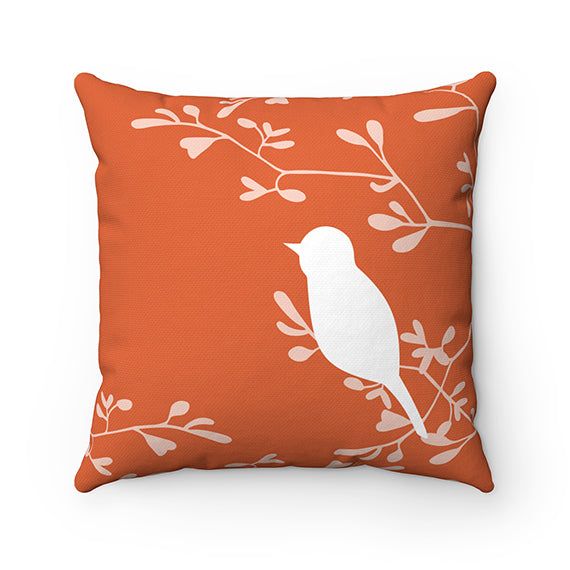 Orange & White Love Birds Decorative Throw Pillow - PIL105