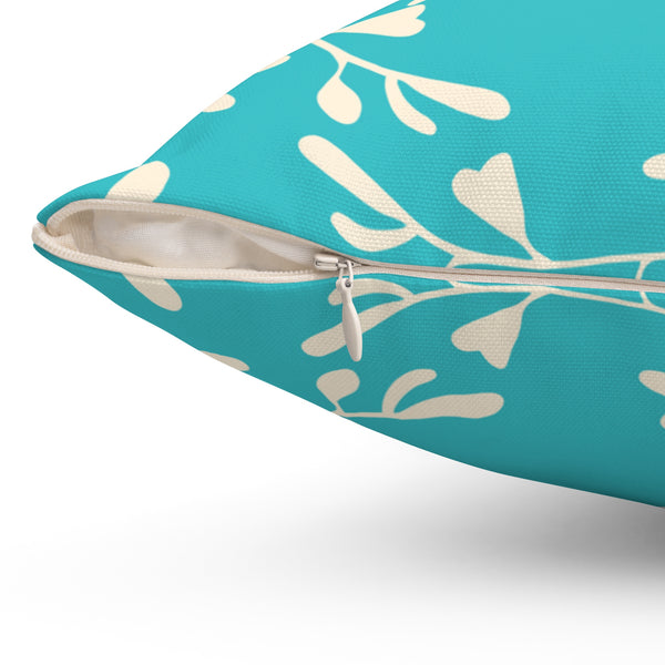Aqua & White Love Birds Decorative Throw Pillow - PIL106