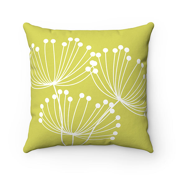 Decorative Pillow Cover - Kiwi Green Dandelion Throw Pillow - PIL120