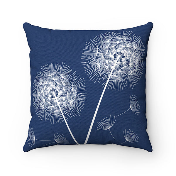 Blue and White Dandelion Throw Pillow, Blue Accent Pillow for Dandelion Decor - PIL132