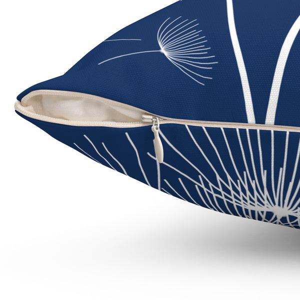 Blue and White Dandelion Throw Pillow, Blue Accent Pillow for Dandelion Decor - PIL132