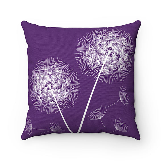 Purple and White Dandelion Throw Pillow, Purple Accent Pillow for Dandelion Decor - PIL133