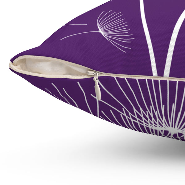 Purple and White Dandelion Throw Pillow, Purple Accent Pillow for Dandelion Decor - PIL133
