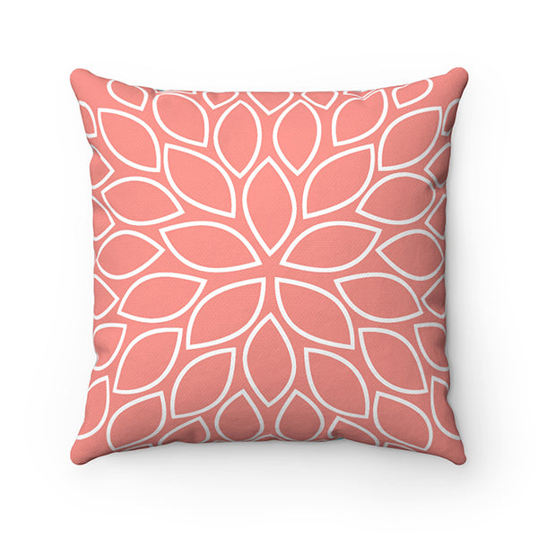 Coral, Gray & Aqua Flower Burst Decorative Throw Pillow - PIL33