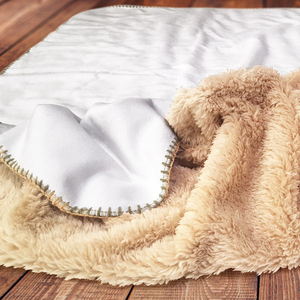 Red Buffalo Plaid Antler Sherpa Fleece Blanket - Personalized Nursery Blanket - SFB35
