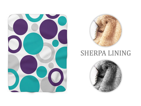 Sherpa Fleece Blanket - Purple, Teal & Gray Geometric Dots - SFB22