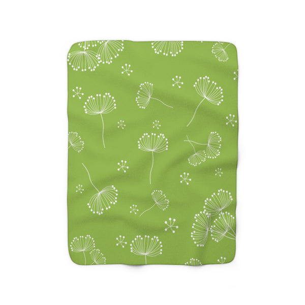Apple Green Dandelion Sherpa Fleece Blanket - SFB23