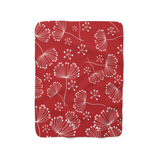 Red Dandelion Sherpa Fleece Blanket - SFB24