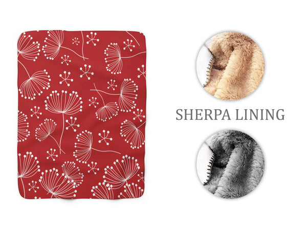 Red Dandelion Sherpa Fleece Blanket - SFB24