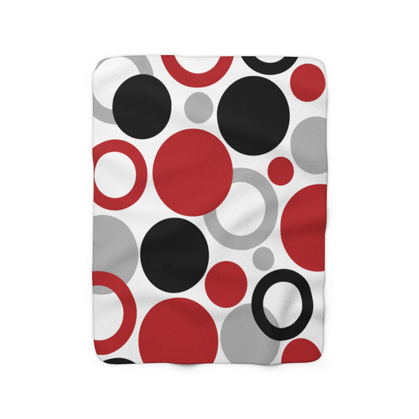 Sherpa Fleece Blanket - Red, Black & Gray Geometric Dots - SFB28