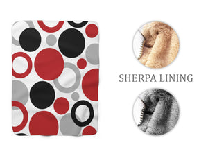 Sherpa Fleece Blanket - Red, Black & Gray Geometric Dots - SFB28