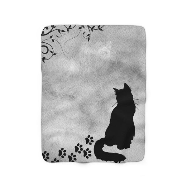 Gray and Black Cat Sherpa Fleece Blanket - SFB32
