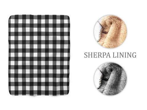 Black and White Plaid Sherpa Fleece Blanket - SFB38