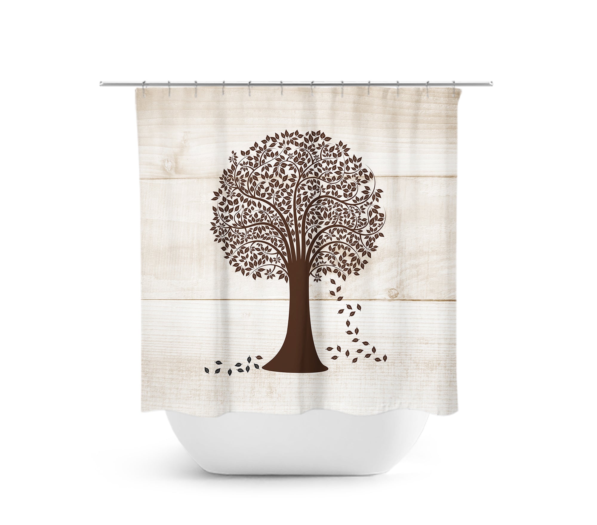 Farmhouse Brown Tree Fabric Shower Curtain - SHOWER5