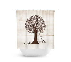 Farmhouse Brown Tree Fabric Shower Curtain - SHOWER5