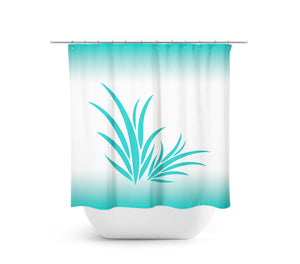 Tropical Paradise Aqua & White Fabric Shower Curtain - SHOWER7