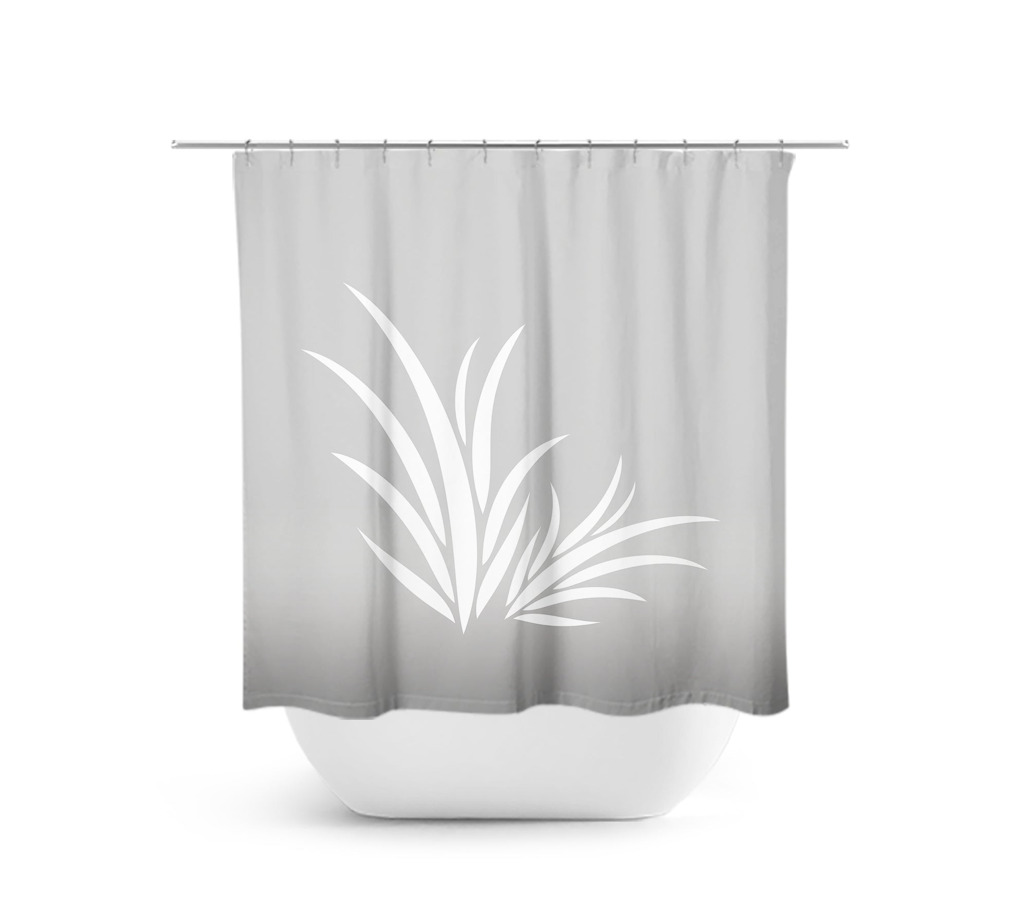 Tropical Paradise Gray & White Fabric Shower Curtain - SHOWER9