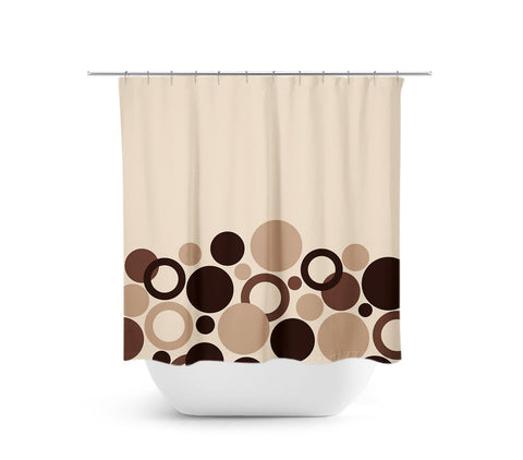 Brown and Tan Geometric Circles Shower Curtain - SHOWER112