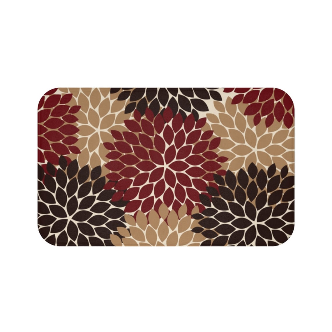 Dark Red and Brown Flower Burst Memory Foam Mat - MAT78