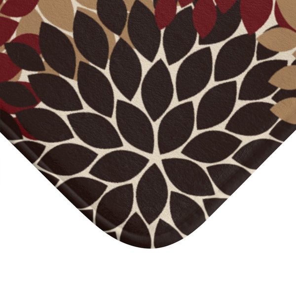 Dark Red and Brown Flower Burst Memory Foam Mat - MAT78