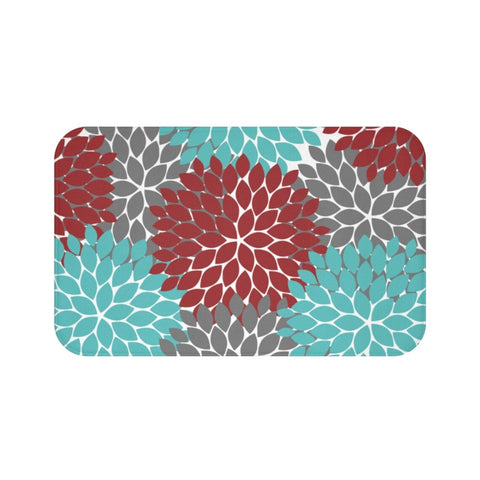 Red, Gray and Teal Flower Burst Memory Foam Mat - MAT93