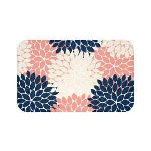 Coral Blue and Cream Flower Burst Memory Foam Mat - MAT112