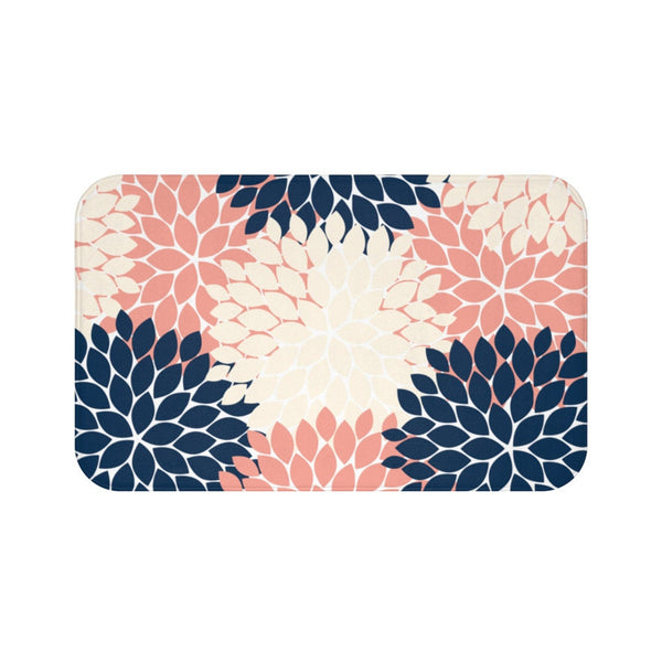 Coral Blue and Cream Flower Burst Memory Foam Mat - MAT112