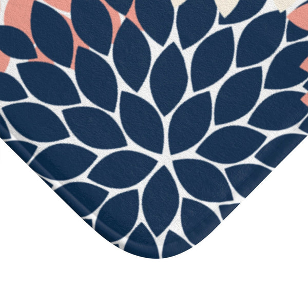 Coral Blue and Cream Flower Burst Memory Foam Mat - MAT112
