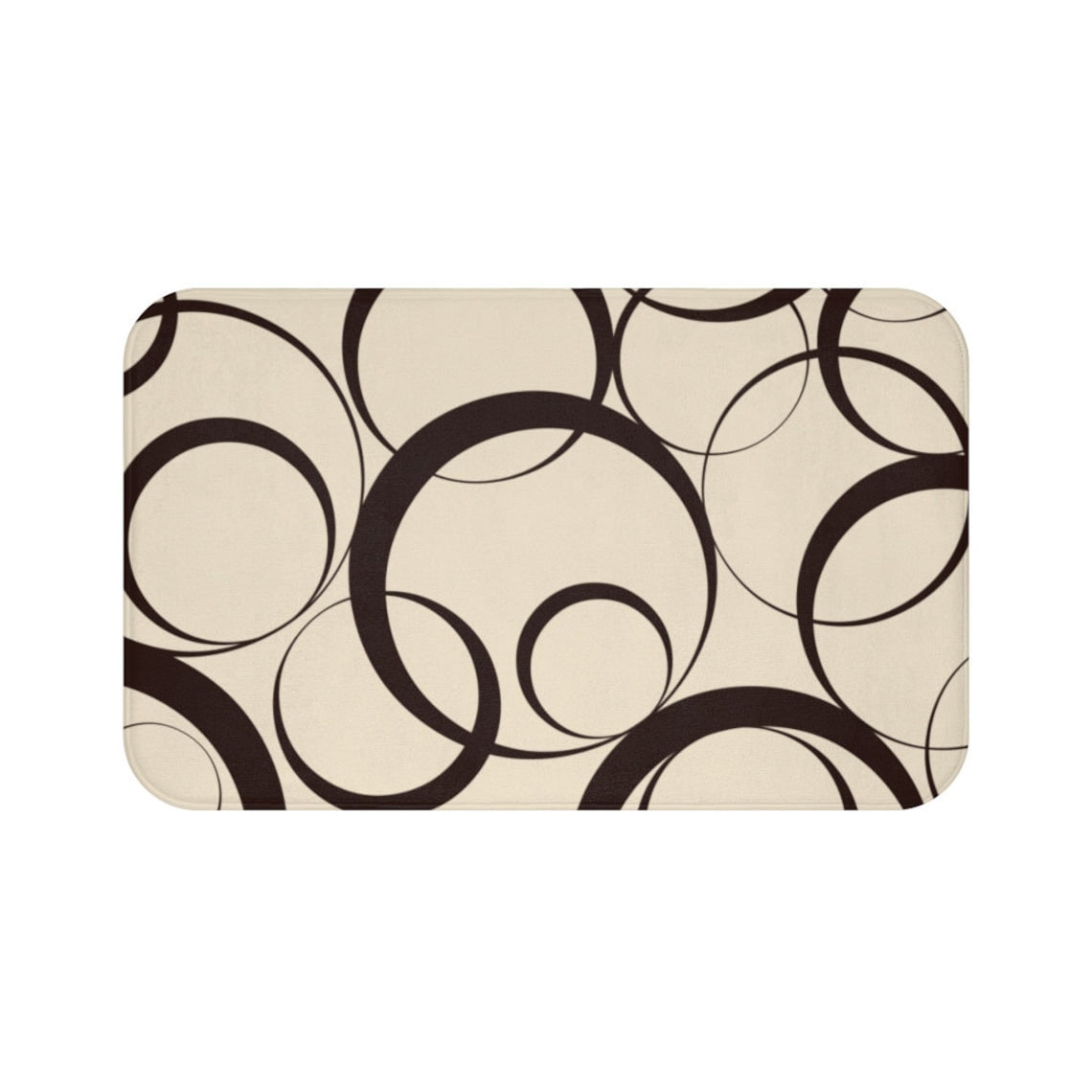 Beige Brown Geometric Rings Memory Foam Mat - MAT145
