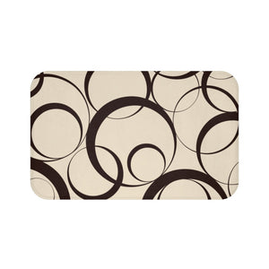 Beige Brown Geometric Rings Memory Foam Mat - MAT145