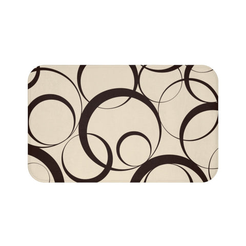 Beige Brown Geometric Rings Memory Foam Mat - MAT145