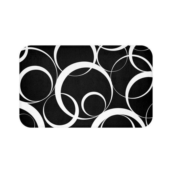 Black and White Geometric Rings Memory Foam Mat - MAT144