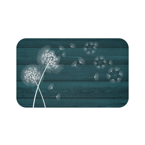Dark Teal and White Dandelion Memory Foam Mat - MAT147